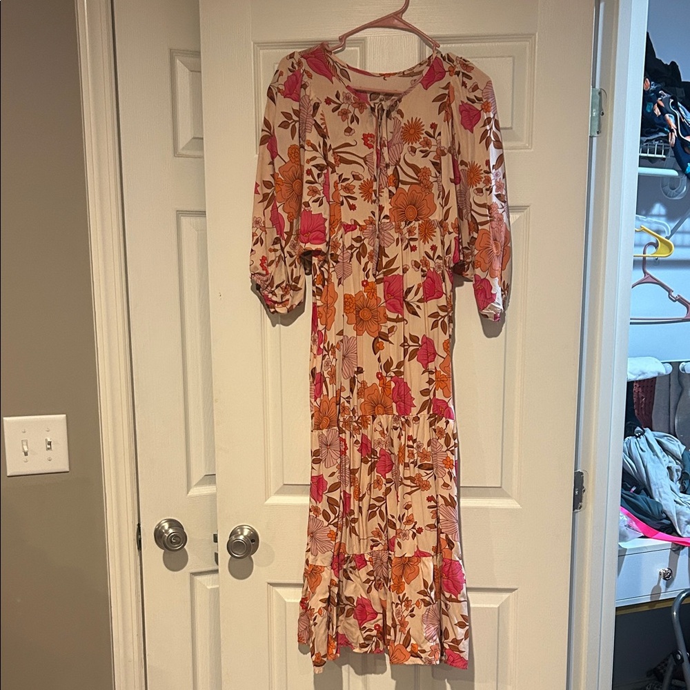 Floral Pink and Orange Women's Dress